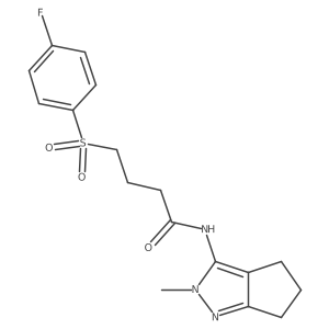 4-((4-fluorophenyl)sulfonyl)-N-(2-methyl-2,4,5,6-tetrahydrocyclopenta[c]pyrazol-3-yl)butanamide Structure