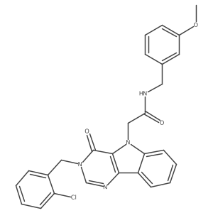 2-(3-(2-chlorobenzyl)-4-oxo-3H-pyrimido[5,4-b]indol-5(4H)-yl)-N-(3-methoxybenzyl)acetamide结构式