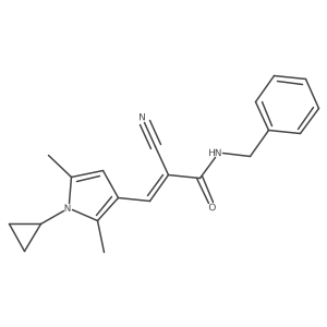 (Z)-N-benzyl-2-cyano-3-(1-cyclopropyl-2,5-dimethylpyrrol-3-yl)prop-2-enamide Structure