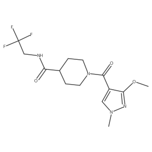 1-(3-methoxy-1-methyl-1H-pyrazole-4-carbonyl)-N-(2,2,2-trifluoroethyl)piperidine-4-carboxamide Structure