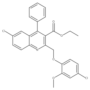 Ethyl 6-chloro-2-((4-chloro-2-methoxyphenoxy)methyl)-4-phenylquinoline-3-carboxylate结构式