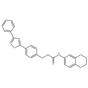 N-(2,3-dihydrobenzo[b][1,4]dioxin-6-yl)-2-((5-(3-phenyl-1,2,4-oxadiazol-5-yl)pyridin-2-yl)thio)acetamide Structure