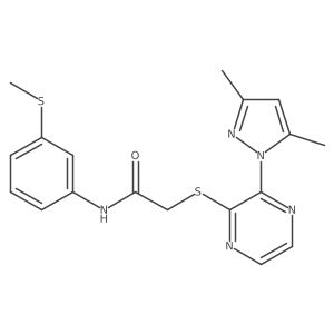 2-((3-(3,5-dimethyl-1H-pyrazol-1-yl)pyrazin-2-yl)thio)-N-(3-(methylthio)phenyl)acetamide结构式