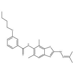 Benzamide, 3-butoxy-N-[5,7-dimethyl-2-[2-(1-methylethylidene)hydrazinyl]-6-benzothiazolyl]- Structure