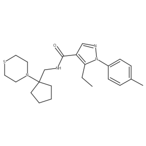 1H-Pyrazole-4-carboxamide, 5-ethyl-1-(4-methylphenyl)-N-[[1-(4-thiomorpholinyl)cyclopentyl]methyl]- Structure