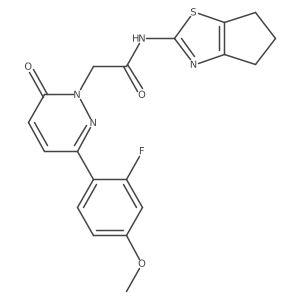 2-[3-(2-fluoro-4-methoxyphenyl)-6-oxopyridazin-1(6H)-yl]-N-[(2Z)-3,4,5,6-tetrahydro-2H-cyclopenta[d][1,3]thiazol-2-ylidene]acetamide结构式