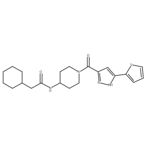 2-cyclohexyl-N-(1-(3-(thiophen-2-yl)-1H-pyrazole-5-carbonyl)piperidin-4-yl)acetamide Structure