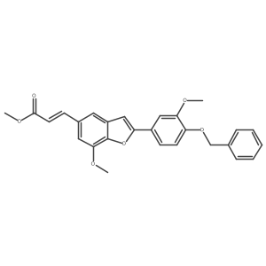 Methyl (2E)-3-[7-methoxy-2-[3-methoxy-4-(phenylmethoxy)phenyl]-5-benzofuranyl]-2-propenoate结构式