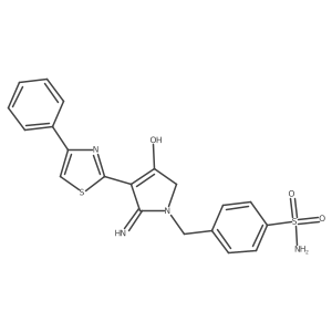 4-{[4-hydroxy-2-imino-3-(4-phenyl-1,3-thiazol-2-yl)-2,5-dihydro-1H-pyrrol-1-yl]methyl}benzenesulfonamide结构式