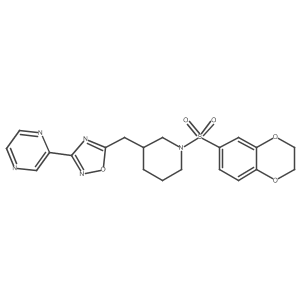 5-((1-((2,3-Dihydrobenzo[b][1,4]dioxin-6-yl)sulfonyl)piperidin-3-yl)methyl)-3-(pyrazin-2-yl)-1,2,4-oxadiazole Structure