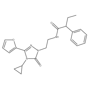 N-{2-[4-cyclopropyl-3-(furan-2-yl)-5-oxo-4,5-dihydro-1H-1,2,4-triazol-1-yl]ethyl}-2-phenylbutanamide结构式