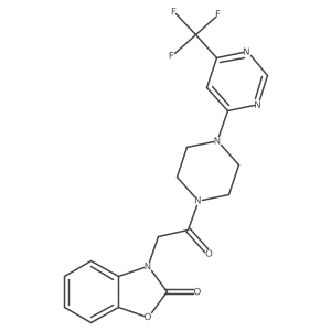 3-(2-oxo-2-(4-(6-(trifluoromethyl)pyrimidin-4-yl)piperazin-1-yl)ethyl)benzo[d]oxazol-2(3H)-one结构式