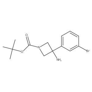 tert-Butyl 3-amino-3-(3-bromophenyl)azetidine-1-carboxylate结构式