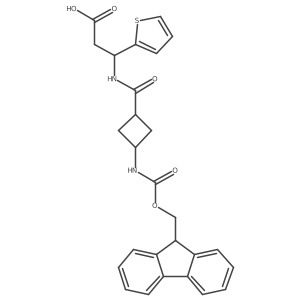 3-{[3-({[(9H-fluoren-9-yl)methoxy]carbonyl}amino)cyclobutyl]formamido}-3-(thiophen-2-yl)propanoic acid Structure