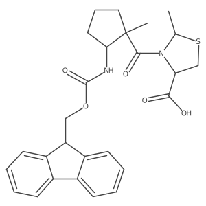 3-[2-({[(9H-fluoren-9-yl)methoxy]carbonyl}amino)-1-methylcyclopentanecarbonyl]-2-methyl-1,3-thiazolidine-4-carboxylic acid结构式