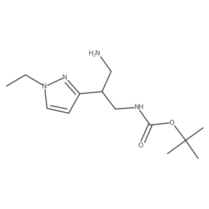 tert-butyl N-[3-amino-2-(1-ethyl-1H-pyrazol-3-yl)propyl]carbamate结构式