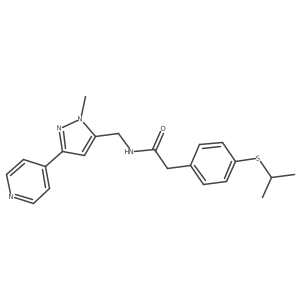 N-{[1-methyl-3-(pyridin-4-yl)-1H-pyrazol-5-yl]methyl}-2-[4-(propan-2-ylsulfanyl)phenyl]acetamide结构式