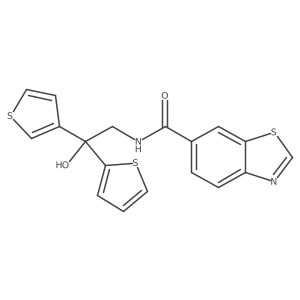 N-[2-hydroxy-2-(thiophen-2-yl)-2-(thiophen-3-yl)ethyl]-1,3-benzothiazole-6-carboxamide结构式