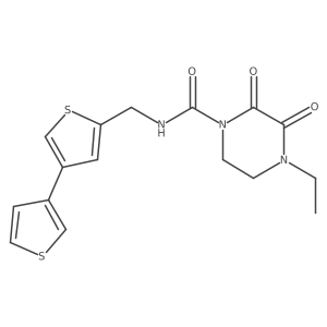 N-({[3,3'-bithiophene]-5-yl}methyl)-4-ethyl-2,3-dioxopiperazine-1-carboxamide结构式