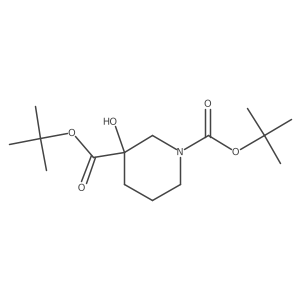 Di-tert-butyl 3-hydroxypiperidine-1,3-dicarboxylate结构式