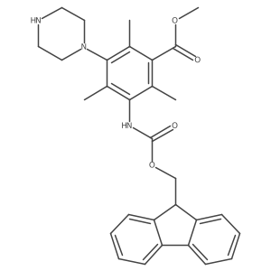 methyl 3-({[(9H-fluoren-9-yl)methoxy]carbonyl}amino)-2,4,6-trimethyl-5-(piperazin-1-yl)benzoate Structure