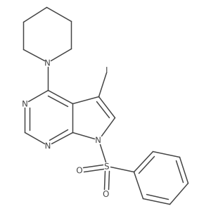 5-Iodo-7-(phenylsulfonyl)-4-(piperidin-1-yl)-7H-pyrrolo[2,3-d]pyrimidine Structure