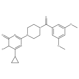 6-cyclopropyl-2-[4-(3,5-dimethoxybenzoyl)piperazin-1-yl]-5-fluoro-5H-pyrimidin-4-one结构式