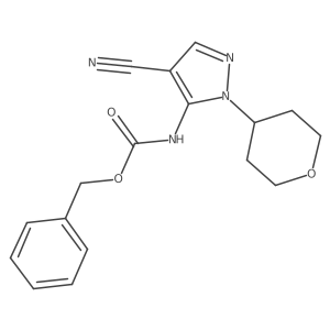 benzyl N-[4-cyano-1-(oxan-4-yl)-1H-pyrazol-5-yl]carbamate结构式