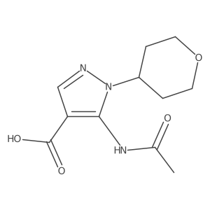 5-acetamido-1-(oxan-4-yl)-1H-pyrazole-4-carboxylic acid结构式