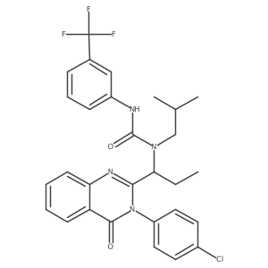 1-[1-[3-(4-Chlorophenyl)-4-oxoquinazolin-2-yl]propyl]-1-(2-methylpropyl)-3-[3-(trifluoromethyl)phenyl]urea Structure