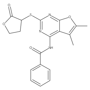N-{5,6-dimethyl-2-[(2-oxotetrahydrofuran-3-yl)sulfanyl]furo[2,3-d]pyrimidin-4-yl}benzamide结构式