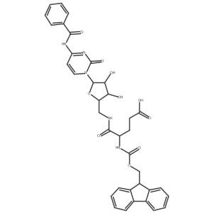 (4S)-5-[[(2R,3S,4R,5R)-5-(4-benzamido-2-oxopyrimidin-1-yl)-3,4-dihydroxyoxolan-2-yl]methylamino]-4-(9H-fluoren-9-ylmethoxycarbonylamino)-5-oxopentanoic acid Structure