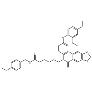 6-(6-((2-((2,4-dimethoxyphenyl)amino)-2-oxoethyl)thio)-8-oxo-[1,3]dioxolo[4,5-g]quinazolin-7(8H)-yl)-N-(4-methoxybenzyl)hexanamide结构式