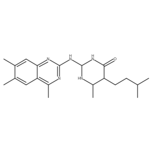 6-Methyl-5-(3-methylbutyl)-2-[(4,6,7-trimethylquinazolin-2-yl)amino]-1,3-diazinan-4-one结构式