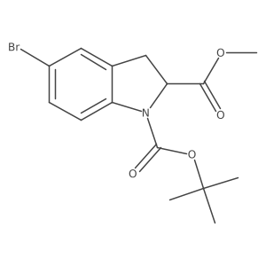 1-(Tert-butyl) 2-methyl 5-bromoindoline-1,2-dicarboxylate结构式