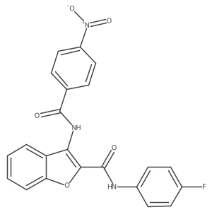 N-(4-fluorophenyl)-3-(4-nitrobenzamido)benzofuran-2-carboxamide结构式