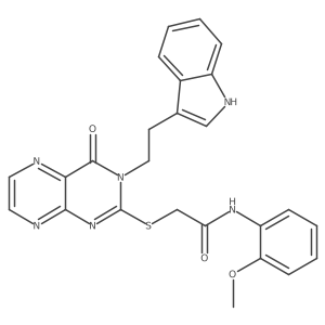 2-({3-[2-(1H-indol-3-yl)ethyl]-4-oxo-3,4-dihydropteridin-2-yl}sulfanyl)-N-(2-methoxyphenyl)acetamide结构式