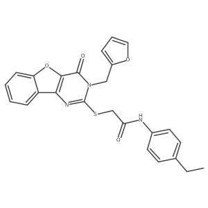 N-(4-ethylphenyl)-2-{[3-(2-furylmethyl)-4-oxo-3,4-dihydro[1]benzofuro[3,2-d]pyrimidin-2-yl]thio}acetamide Structure