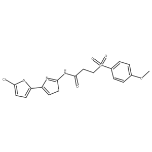 N-(4-(5-chlorothiophen-2-yl)thiazol-2-yl)-3-((4-methoxyphenyl)sulfonyl)propanamide结构式