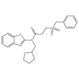 N-(benzo[d]thiazol-2-yl)-3-(benzylsulfonyl)-N-((tetrahydrofuran-2-yl)methyl)propanamide结构式