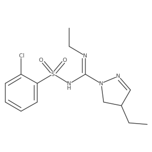N-(2-chlorophenyl)sulfonyl-N',4-diethyl-3,4-dihydropyrazole-2-carboximidamide结构式