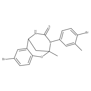 8-bromo-3-(4-bromo-3-methylphenyl)-2-methyl-5,6-dihydro-2H-2,6-methanobenzo[g][1,3,5]oxadiazocine-4(3H)-thione结构式