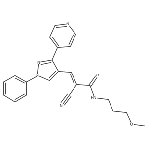 2-cyano-N-(3-methoxypropyl)-3-[1-phenyl-3-(pyridin-4-yl)-1H-pyrazol-4-yl]prop-2-enamide Structure