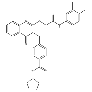 N-cyclopentyl-4-((2-((2-((3,4-dimethylphenyl)amino)-2-oxoethyl)thio)-4-oxoquinazolin-3(4H)-yl)methyl)benzamide Structure