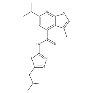 3-methyl-N-[(2E)-5-(2-methylpropyl)-1,3,4-thiadiazol-2(3H)-ylidene]-6-(propan-2-yl)[1,2]oxazolo[5,4-b]pyridine-4-carboxamide结构式