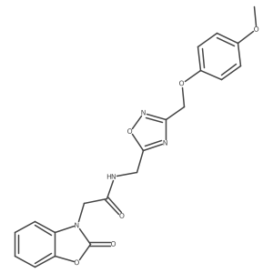 N-((3-((4-methoxyphenoxy)methyl)-1,2,4-oxadiazol-5-yl)methyl)-2-(2-oxobenzo[d]oxazol-3(2H)-yl)acetamide结构式