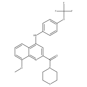 (8-Methoxy-4-((4-(trifluoromethoxy)phenyl)amino)quinolin-2-yl)(thiomorpholino)methanone Structure