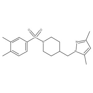 4-((3,5-dimethyl-1H-pyrazol-1-yl)methyl)-1-((3,4-dimethylphenyl)sulfonyl)piperidine结构式