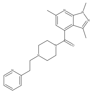 {4-[2-(2-pyridyl)ethyl]piperazino}(1,3,6-trimethyl-1H-pyrazolo[3,4-b]pyridin-4-yl)methanone结构式