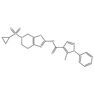 N-(5-(cyclopropylsulfonyl)-4,5,6,7-tetrahydrothiazolo[5,4-c]pyridin-2-yl)-5-methyl-1-phenyl-1H-pyrazole-4-carboxamide结构式